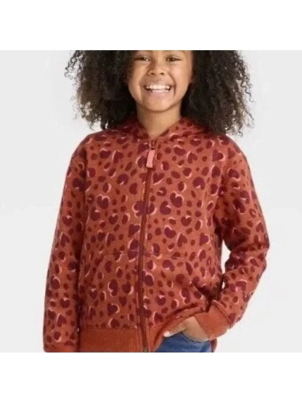 Cat and Jack  Leopard Print Zippered Hoodie Jacket